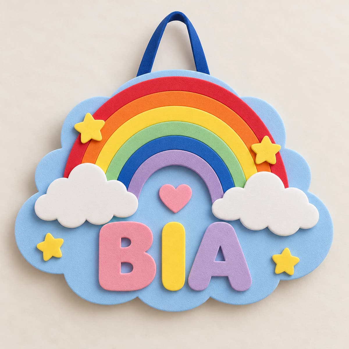 Porta maternidade BIA com arco-íris em EVA
